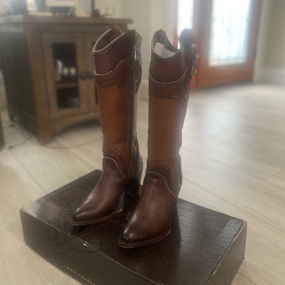 Cuadra Brown Leather Heeled Boots Size 8 - Picture 1 of 7